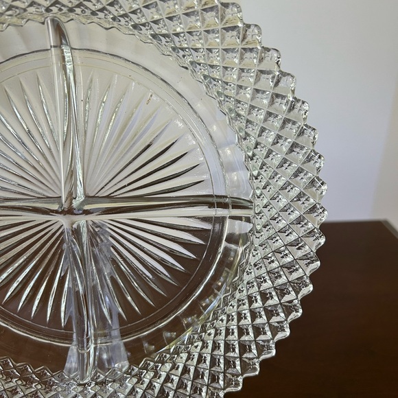 Miss American Divided Clear Glass Plate by Anchor Hocking Relish Dish Condiment - Picture 5 of 11